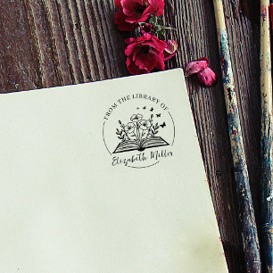 Modern script boekplaat, botanische boek  rubberstempel