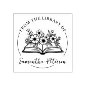 Modern script boekplaat, wilde bloemen boek  rubberstempel (Afrduk)