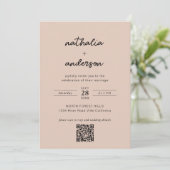 Modern Script Boho Beige Foto QR Code Bruiloft Kaart (Staand voorkant)