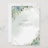 Modern script boho blush rozen salie en goud kaart (Achterkant)