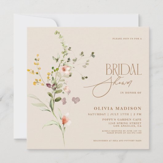 Modern Script Boho Flower Garden Kaart (Voorkant)