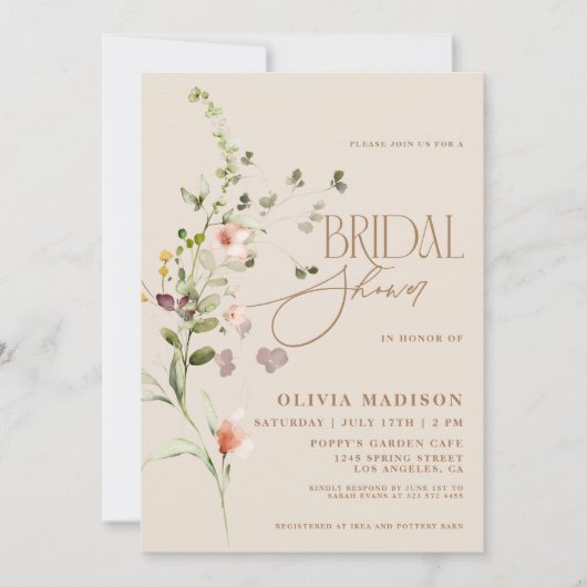 Modern Script Boho Flower Garden Vrijgezellenfeest Kaart (Voorkant)