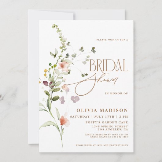 Modern Script Boho Flower Garden Vrijgezellenfeest Kaart (Voorkant)