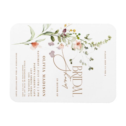 Modern Script Boho Flower Garden Vrijgezellenfeest Magneet (Horizontaal)