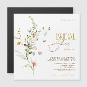 Modern Script Boho Flower Garden Vrijgezellenfeest Magnetische Uitnodiging