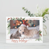 Modern Script Boho Greenery Terracotta Rust Photo Feestdagenkaart (Staand voorkant)