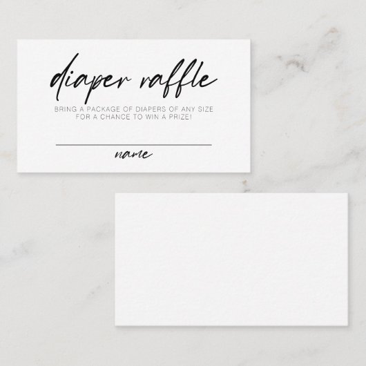 Modern Script Boho Minimal Diaper Raffle Plaatskaartje (Voorkant / Achterkant)