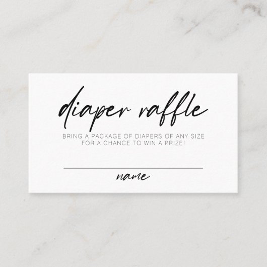 Modern Script Boho Minimal Diaper Raffle Plaatskaartje (Voorkant)