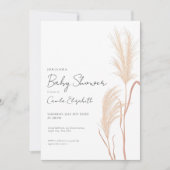 Modern Script Boho Pampas Grass Baby Shower Kaart (Voorkant)
