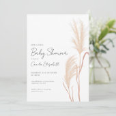 Modern Script Boho Pampas Grass Baby Shower Kaart (Staand voorkant)