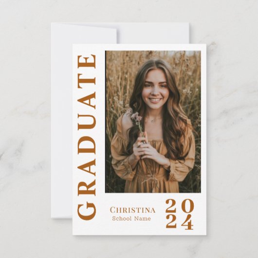 Modern Script Boho Terracotta Foto Afstuderen Bedankkaart (Achterkant)