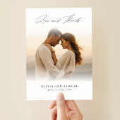 Modern Script Boho Wedding Overlay Foto Bedankkaart