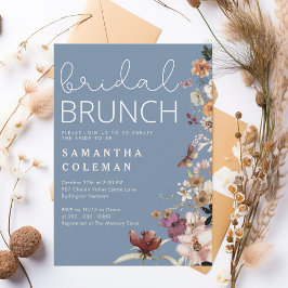 Modern Script Boho Wildflower Bruidsfeest Brunch Kaart