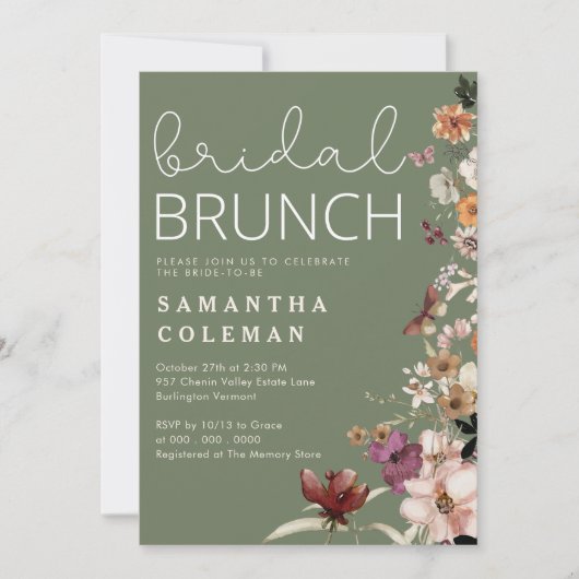 Modern Script Boho Wildfolwer Vrijgezellenfeest Br Kaart (Voorkant)