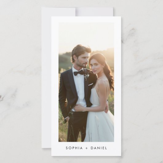 Modern Script Bookmark 2 Photo Budget Wedding Save The Date (Achterkant)