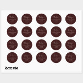 Modern Script Bordeaux Mauve Ronde Sticker (Vel)