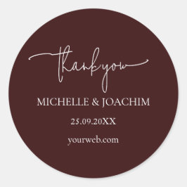 Modern Script Bordeaux Mauve Ronde Sticker