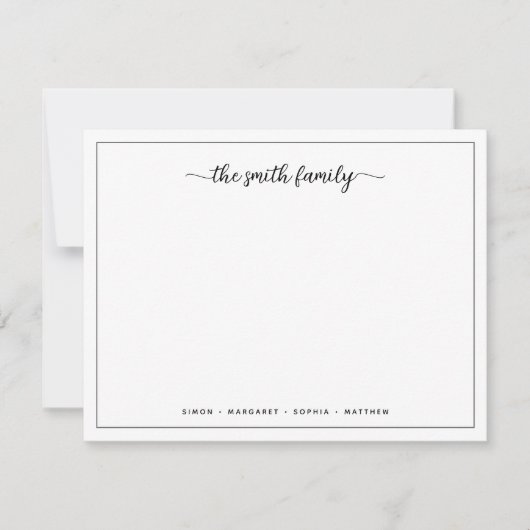Modern Script Border Family Stationery Notitiekaartje (Voorkant)