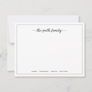 Modern Script Border Family Stationery Notitiekaartje