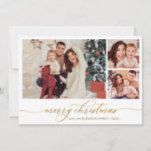 Modern Script Botanical 3 Fotocollage Kerstmis Feestdagenkaart (Voorkant)