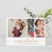 Modern Script Botanical 3 Fotocollage Kerstmis Feestdagenkaart (Staand voorkant)