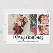Modern Script Botanical 3 Fotocollage Kerstmis Feestdagenkaart (Voorkant)