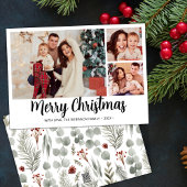 Modern Script Botanical 3 Fotocollage Kerstmis Feestdagenkaart