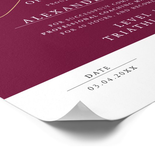 Modern Script Bourgondië Certificaat Award Afstude Poster (Hoek)