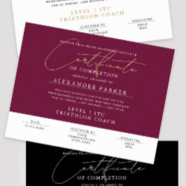 Modern Script Bourgondië Certificaat Toekenning Af Poster