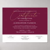 Modern Script Bourgondië Certificaat Toekenning Af Poster (Voorkant)