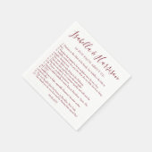 Modern Script Bourgondische Leuke Feiten Trouwserv Servet (Hoek)