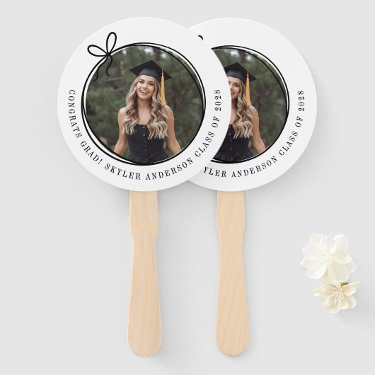 Modern Script Bow Senior Photo Graduation  Handwaaier (Voorkant en achterkant)