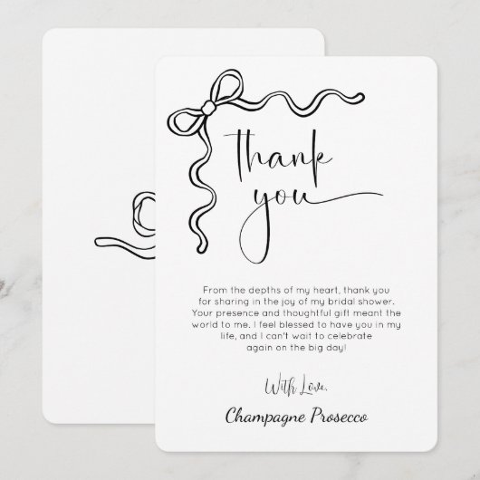 Modern Script Bow Vrijgezellenfeest bedankkaart Kaart (Voorkant / Achterkant)