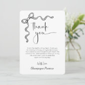 Modern Script Bow Vrijgezellenfeest bedankkaart Kaart (Staand voorkant)