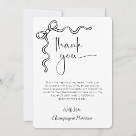 Modern Script Bow Vrijgezellenfeest bedankkaart Kaart