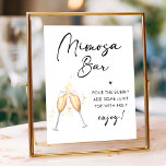 Modern script | Bridal Brunch Mimosa Bar Poster<br><div class="desc">Minimalistisch elegant-teken,  modern zwart-wit kleurencontrast voor uw vrijgezellenfeest brunch.</div>