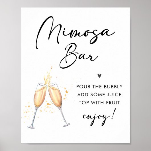 Modern script | Bridal Brunch Mimosa Bar Poster (Voorkant)
