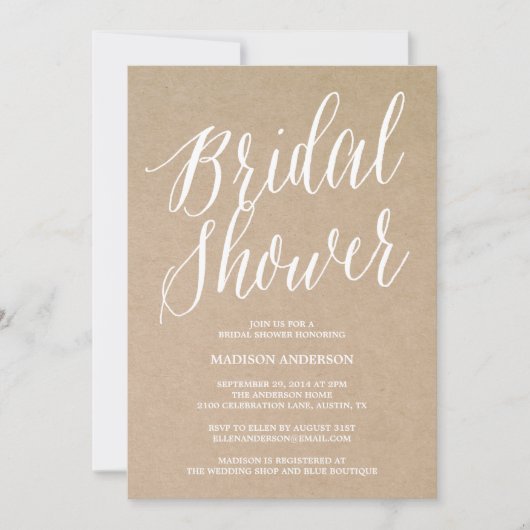 Modern script | Bridal Shower-uitnodiging Kaart (Voorkant)