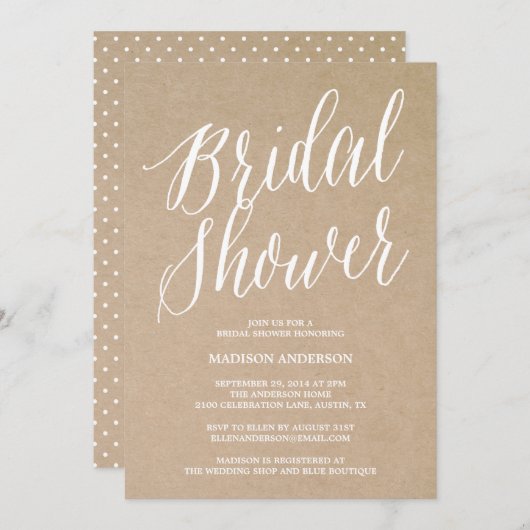Modern script | Bridal Shower-uitnodiging Kaart (Voorkant / Achterkant)