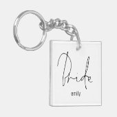 Modern Script Bride Future Mrs Name Sleutelhanger (Voorkant Links)