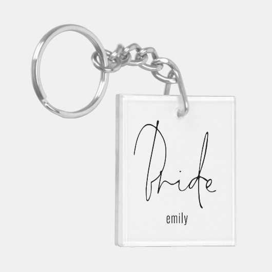 Modern Script Bride Future Mrs Name Sleutelhanger (Voorkant Links)