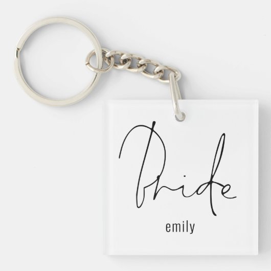 Modern Script Bride Future Mrs Name Sleutelhanger (Voorkant)