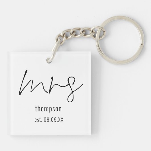 Modern Script Bride Future Mrs Name Sleutelhanger (Achterkant)