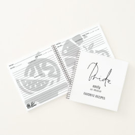 Modern Script Bride Name Date Recipe Notitieboek