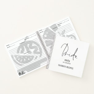 Modern Script Bride Name Date Recipe Notitieboek