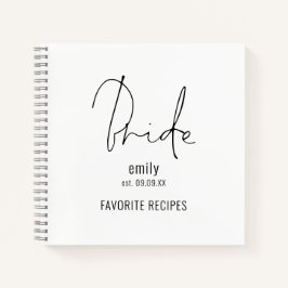 Modern Script Bride Name Date Recipe Notitieboek