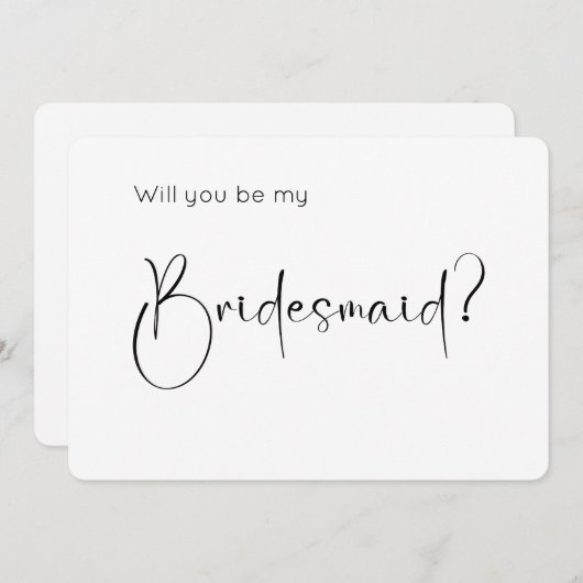 Modern Script Bridesmaid Uitnodiging (Voorkant / Achterkant)