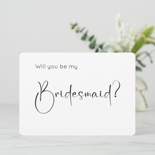Modern Script Bridesmaid Uitnodiging (Staand voorkant)