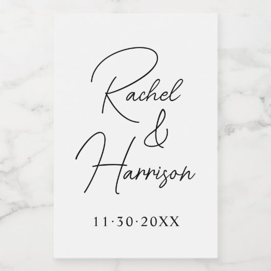 Modern Script bruid en bruidegom bruiloft monogram Wijn Etiket (Enkel label)