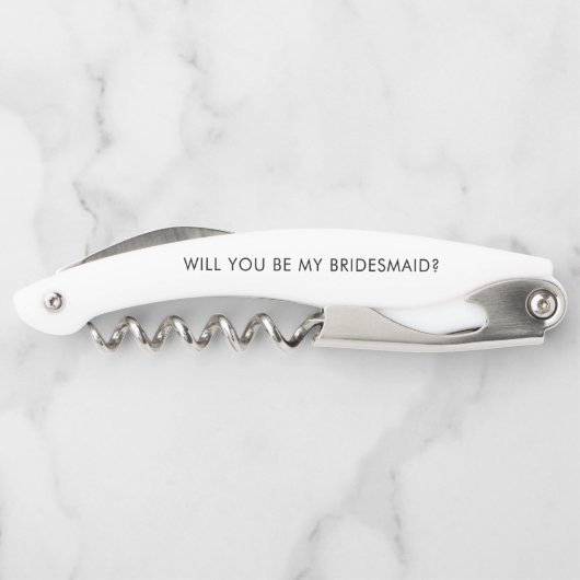 Modern Script Bruidsmeisje Voorstel Cadeau Bridesq Kurkentrekker (Achterkant)